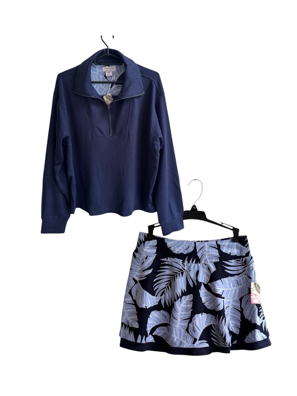 Tommy Bahama Navy Blue Palm-Print Mini Skirt & Pullover Set